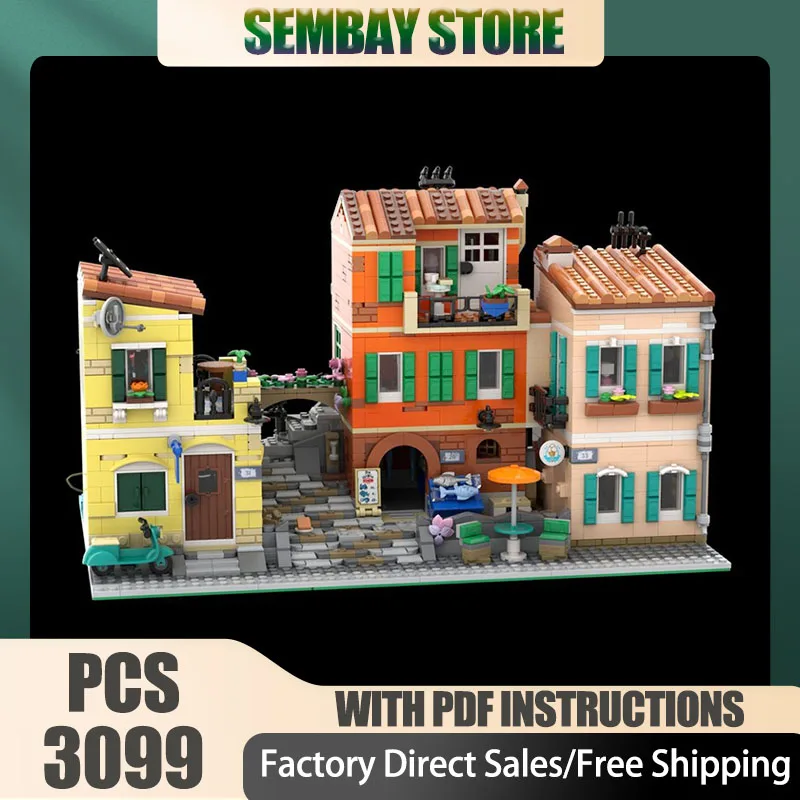 

Модель City Street View Moc, строительные кирпичи, модульная итальянская квадратная модель, технологические блоки, рождественские игрушки «сделай сам», строительные подарки