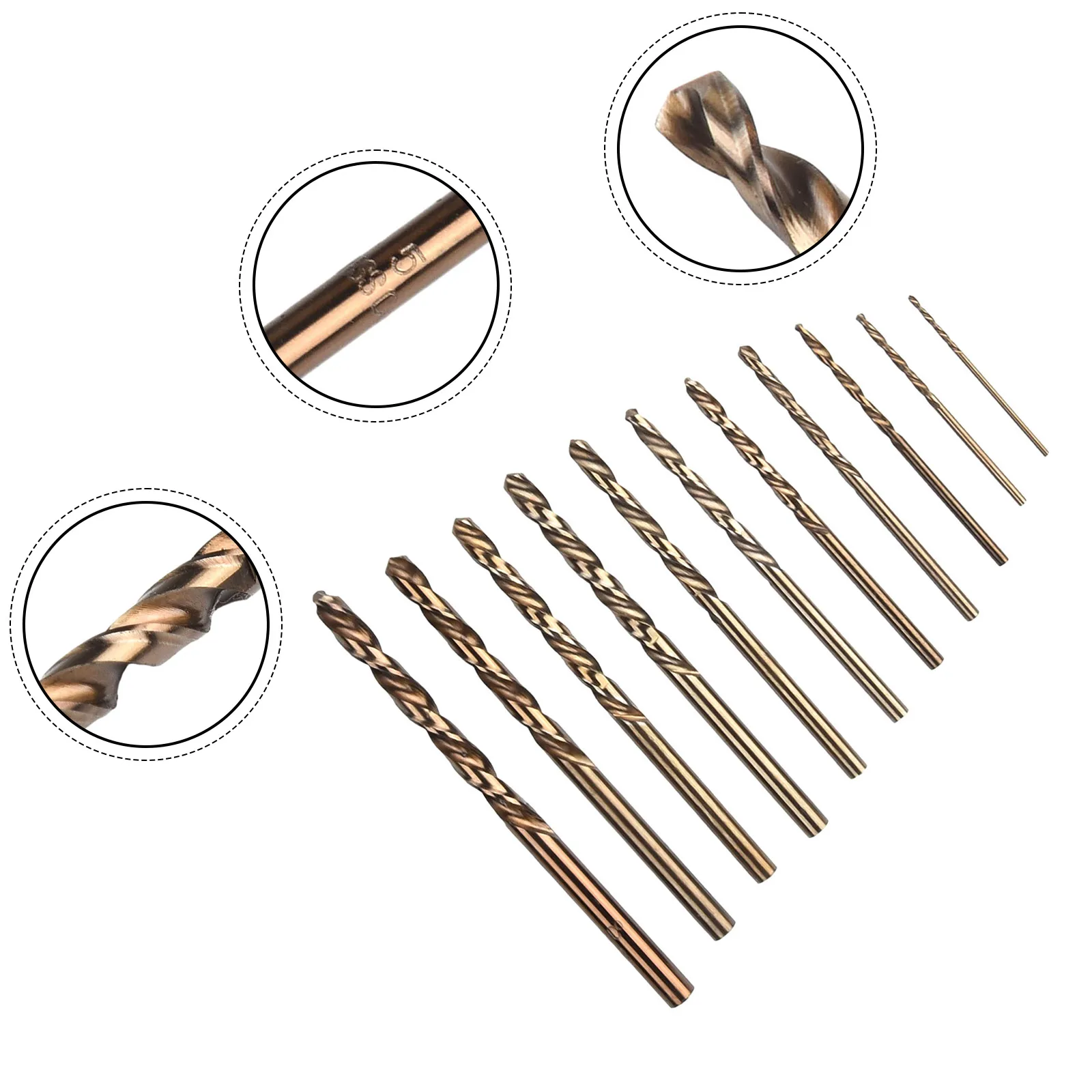 

11pcs HSS-Co 5% M35 Cobalt Round Shank Drill Bit Set 1-5mm Auger Drill Bit For Stainless Steel Wood Metal Drilling Power Tool