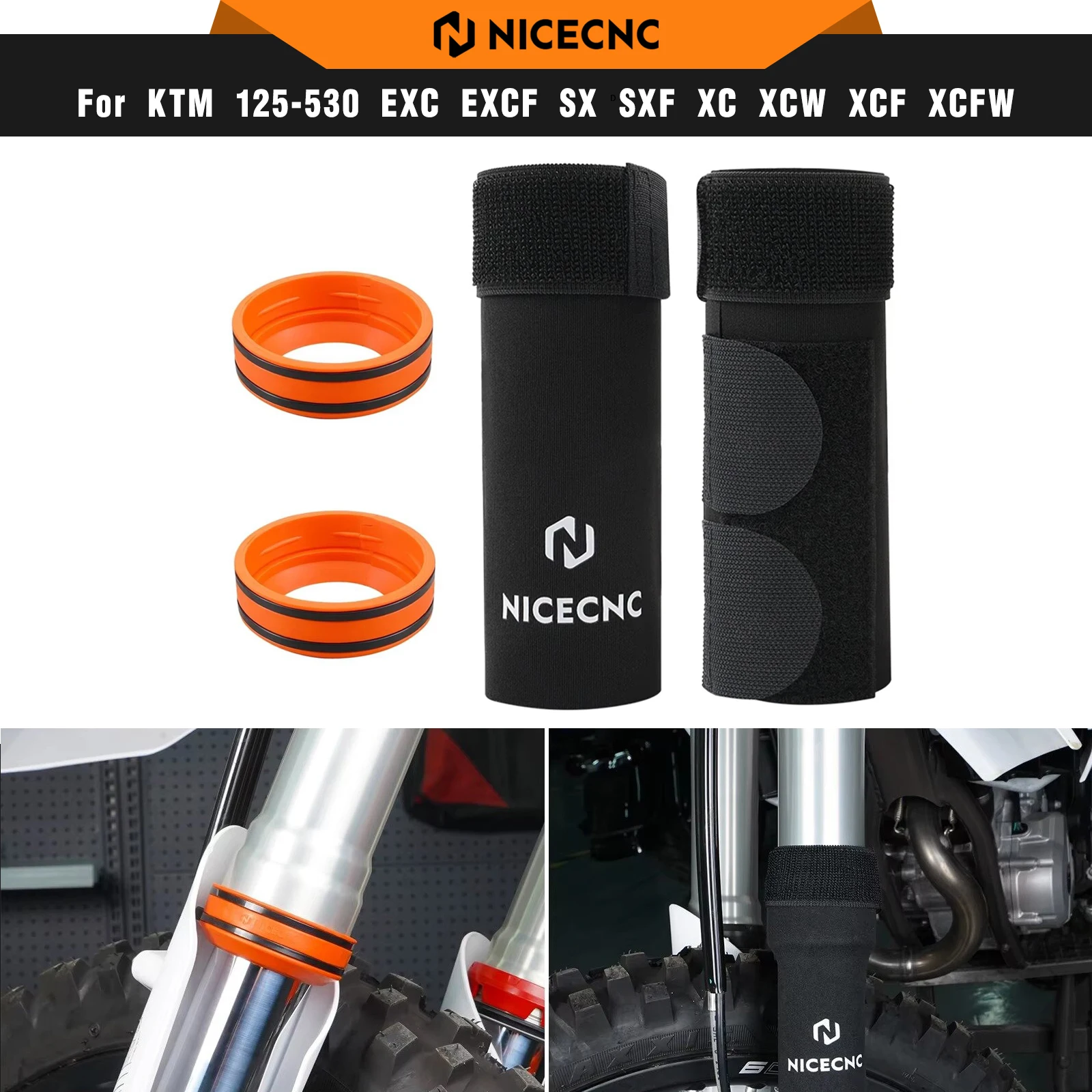 NICECNC para KTM EXC 300 protector de calcetín de horquilla delantera raspador de barro para KTM EXC-F 350 SX 125 SXF 450 XC XCW Husqvarna TE 300 Sherco SE 300