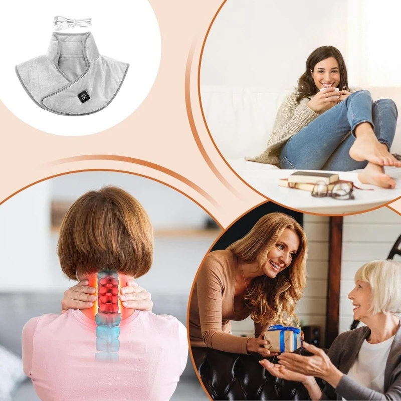 Heated Neck Wrap，USB Electric Heated Shoulder and Neck Pad Winter Cold Weather Heater with 3 Settings for Senior Father B95B