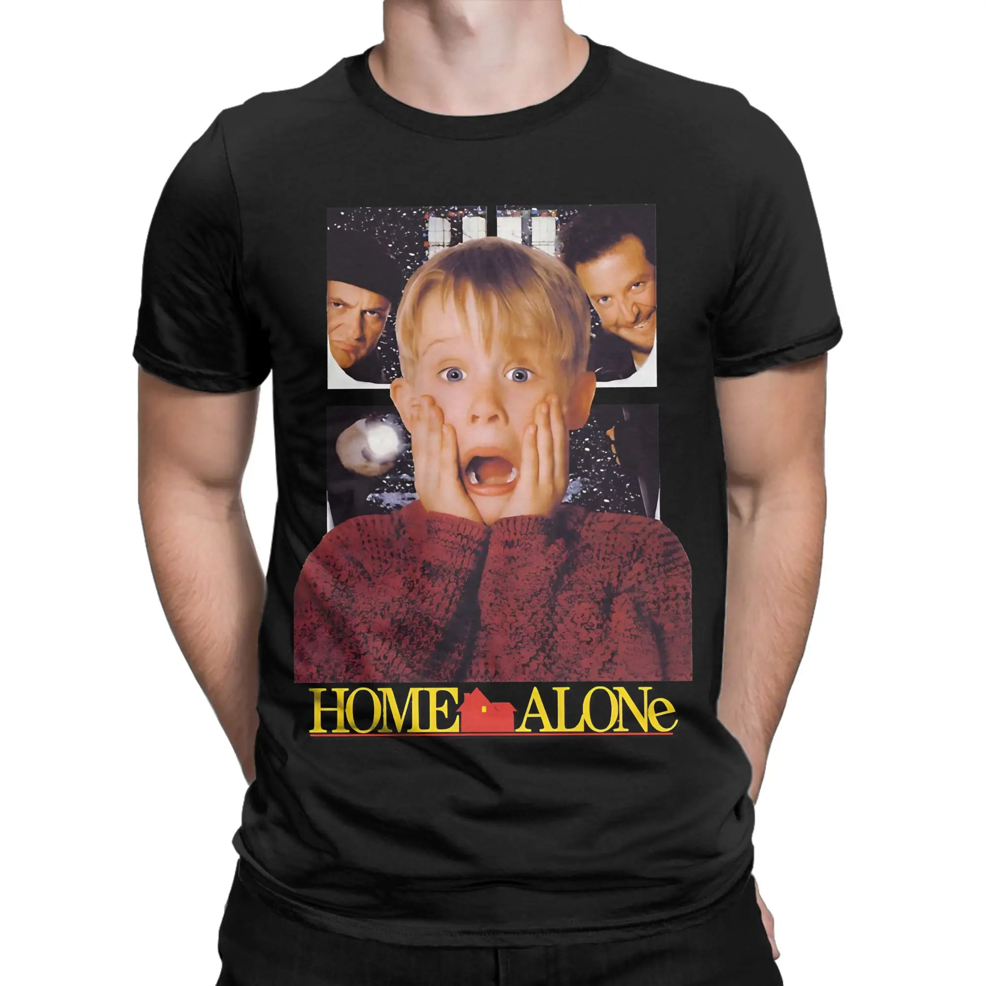 Alone xmas T Shirt Summer  Novelty T Shirts Mens Cotton Comfortable Oversize Top Tees Short-Sleeved Vintage Tops