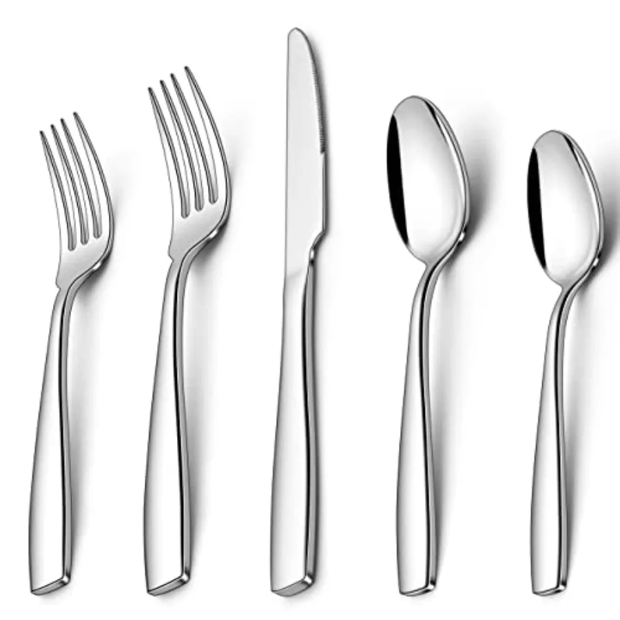 

Heavy Duty Stainless Steel Silverware Set 60-Piece Heavy Wght Flatware Cutlery Set for 12 Modern Tableware Eating Utensils for