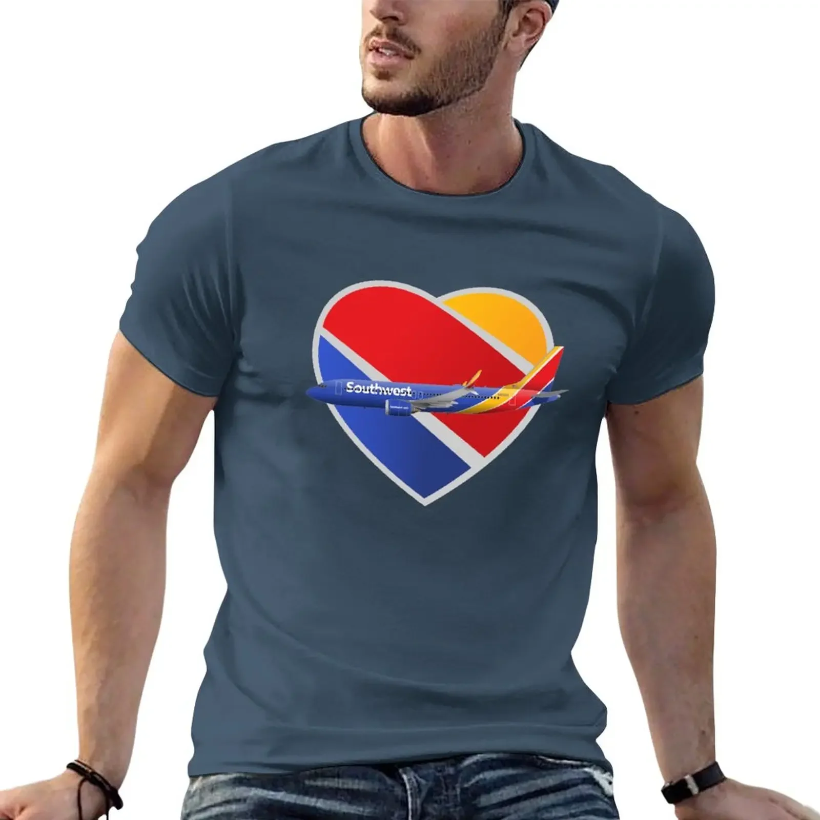 Camisetas gráficas para hombre, ropa estética de secado rápido, Southwest Airlines, Boeing 737-MAX 8, harajuku