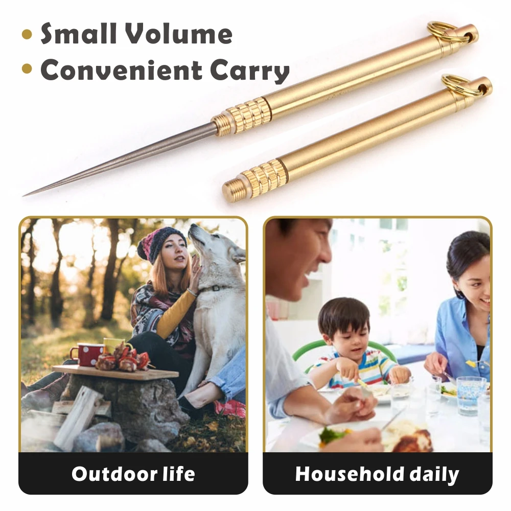 Palitos de titânio portáteis, fio dental, metal, bolso, chaveiro, aço inoxidável, reutilizáveis, garfo de frutas, ferramenta de acampamento