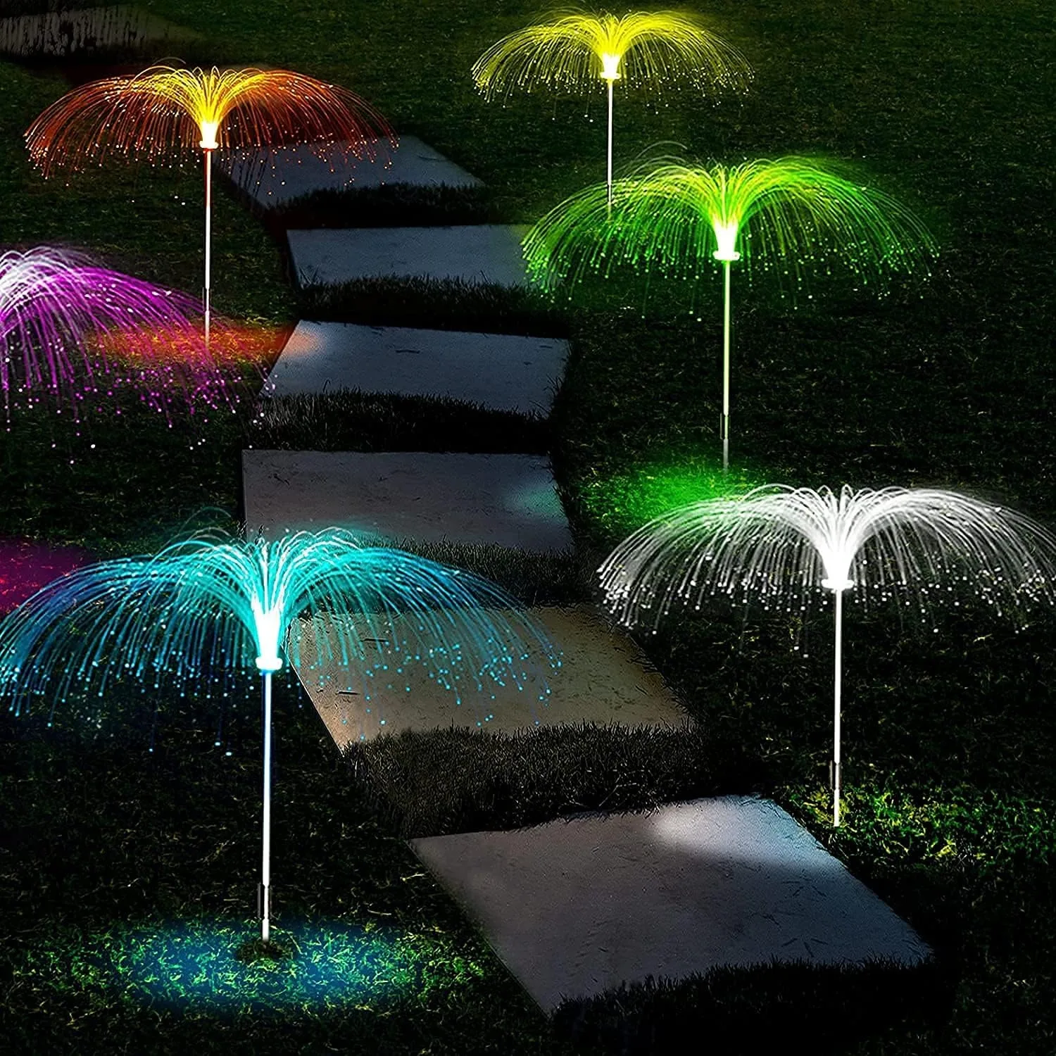 Solar Outdoor Jellyfish Light String 5 Pack LED Lawn Light Courtyard Landscape Lighting Simulation Fireworks Light Garden Lamp