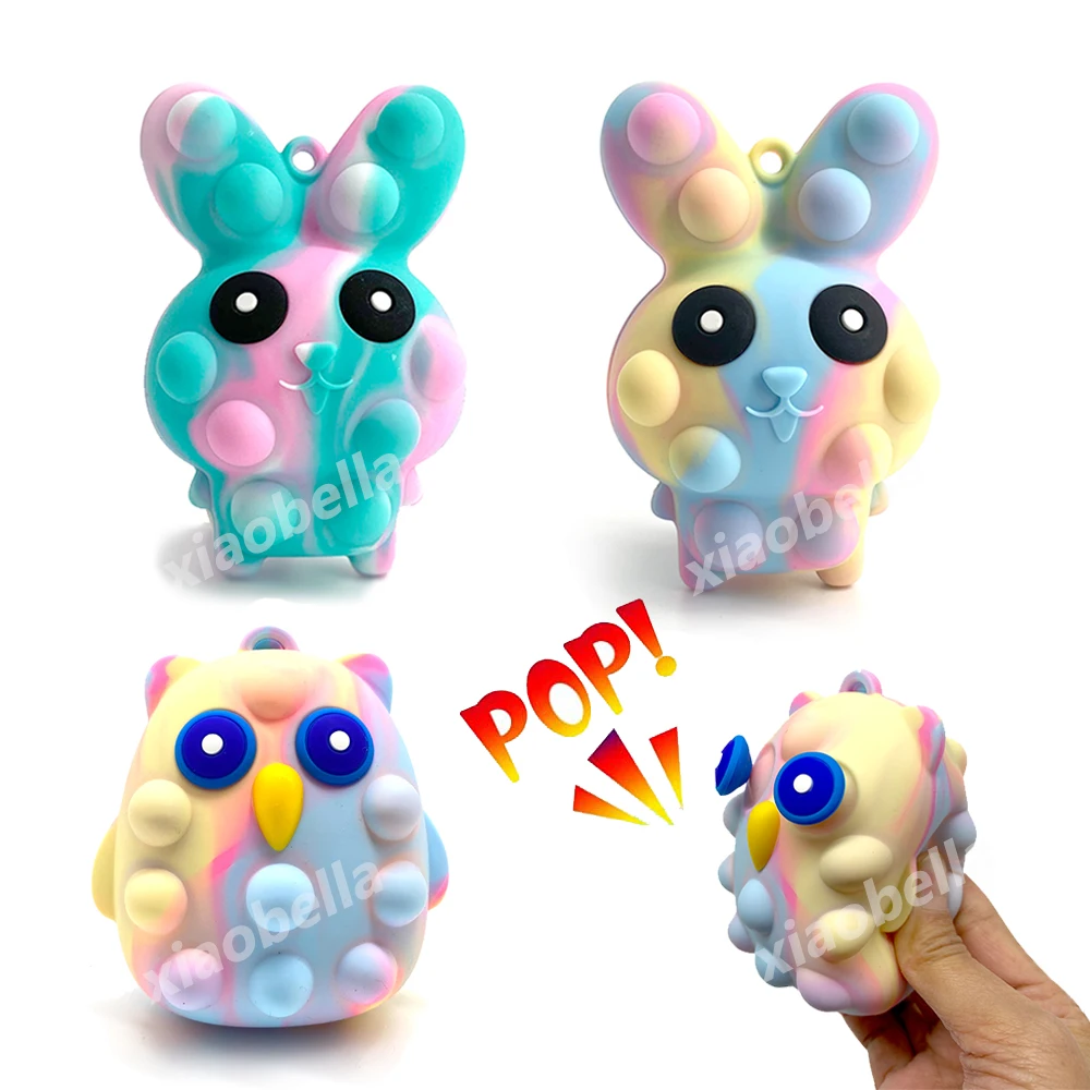 Pop Stress Balls Fidget Toy Squishy Easter Bunny Owl Squeeze Eye-catching Doll Pop Out Mochi Soft Abreact Vent Toy Stress Relief