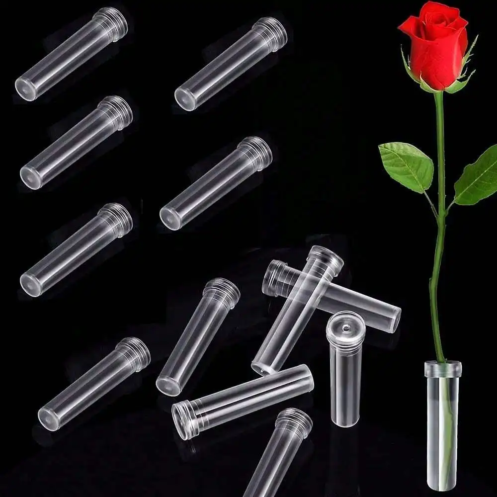 5/20/50pcs Flower Water Tubes 2.8 Inch Plastic Water Tubes For Flowers Floral Vials With Caps For Decoration Flower Arrangement Gifts Birthday Graduation Home Decor Vase Room Decor Flower Vase Glass Vase
