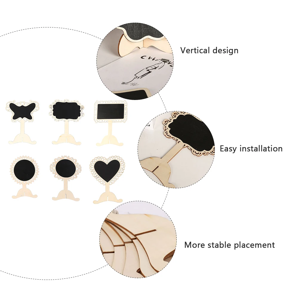 

6pcs Standing Blackboard Reusable Message Memo Board Vertical Design Advertising Decor For Cafe Pub Home Writing Table