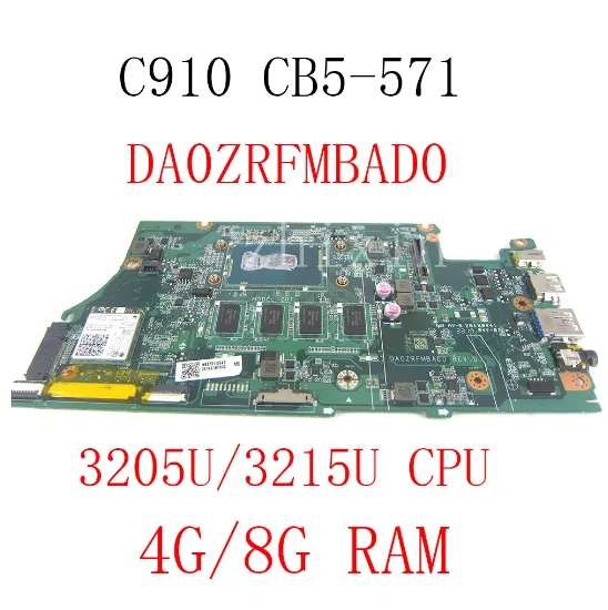 yourui For Acer Chromebook C910 CB5-571 Laptop Mortherboard with 3205U/3215U 4G/8G RAM DA0ZRFMBAD0 full test