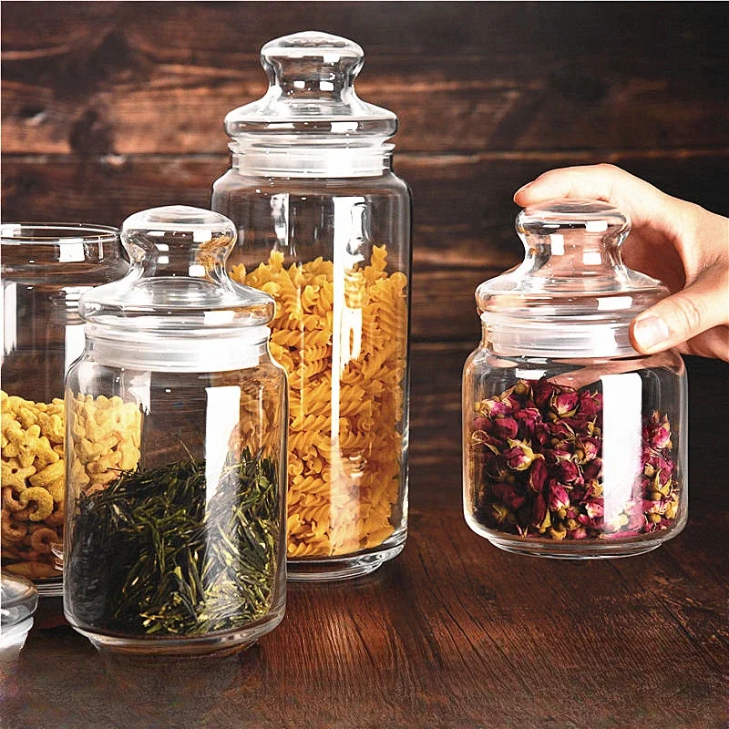 Glass Storage Jar Useful Things for Kitchen Storage & Organization Transparent Sealed Container Glass Jars With Lids Accessories