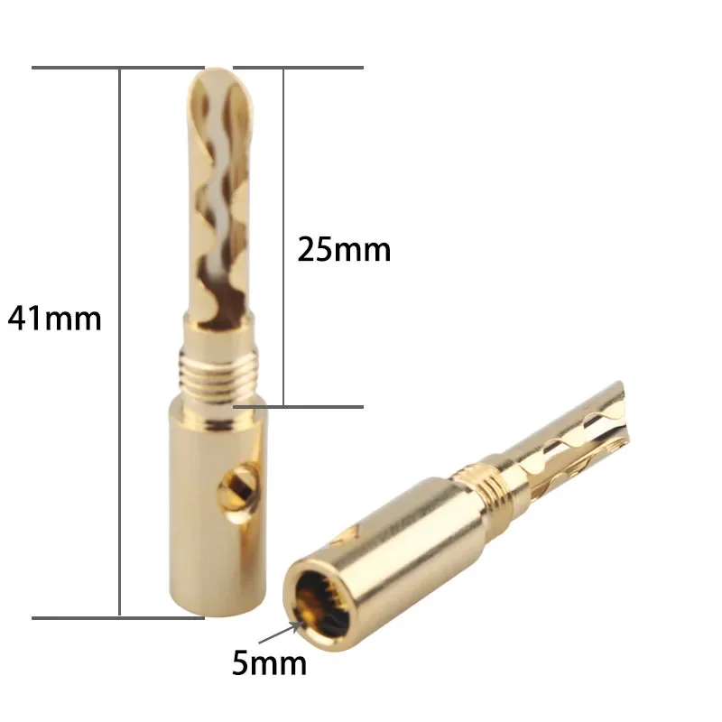 BFA 바나나 플러그, 금도금 구리 하이파이 오디오 앰프 커넥터 어댑터, 5mm, 24K, 8 개