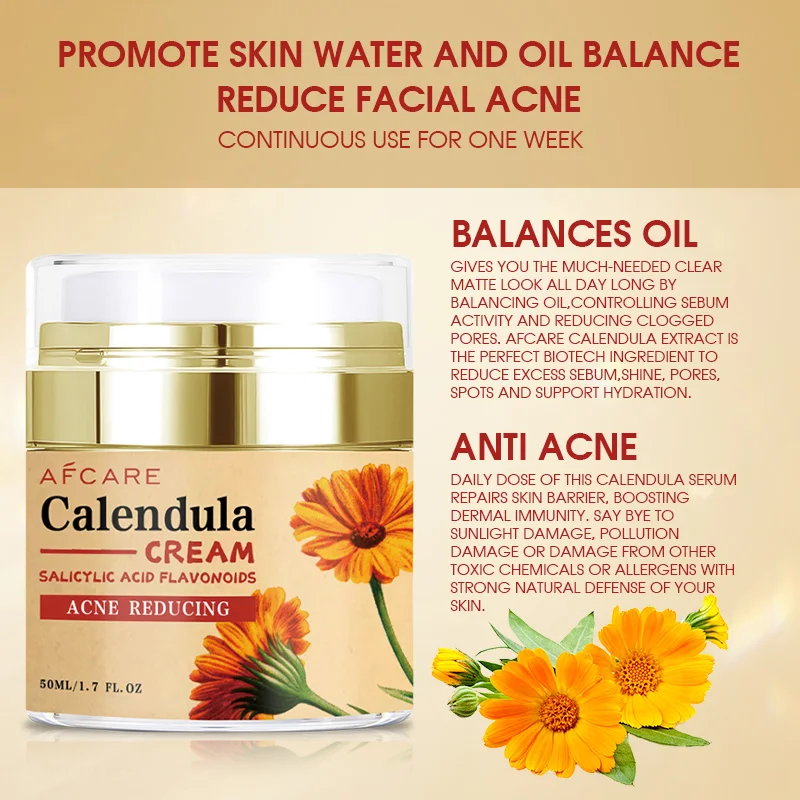 Calendula Face Cream Anti-acne Facial Serum Shrink Pores Moisturizing Face Essence Skincare Natural Ingredients Soft Skin