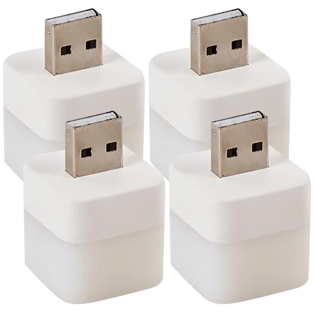 

4 Pcs LED Mini Night Lights Warm Square USB Plug in Small Lamps for Bedroom Kids Room Hallway Bathroom Home Decor Modern