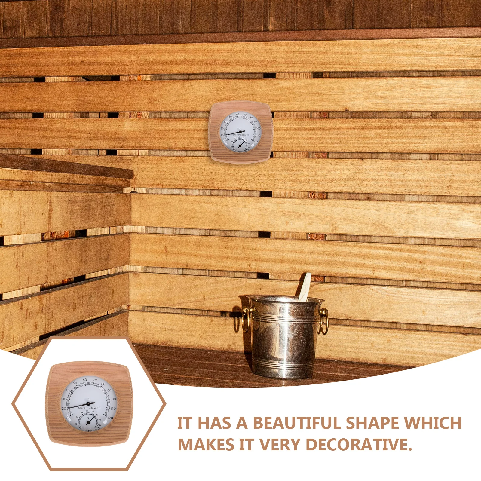 مقياس حرارة ساونا خشبي، مقياس رطوبة داخلي لغرفة الساونا، ملحق على الحائط، مقياس درجة الحرارة والرطوبة، أداة ميزان حرارة داخلي