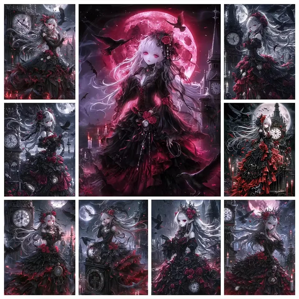 5D DIY Gothic Girl Diamond Painting Dark girl Full Square/Round Diamont Embroidery Mosaic Cross Stitch Home Decor Gift