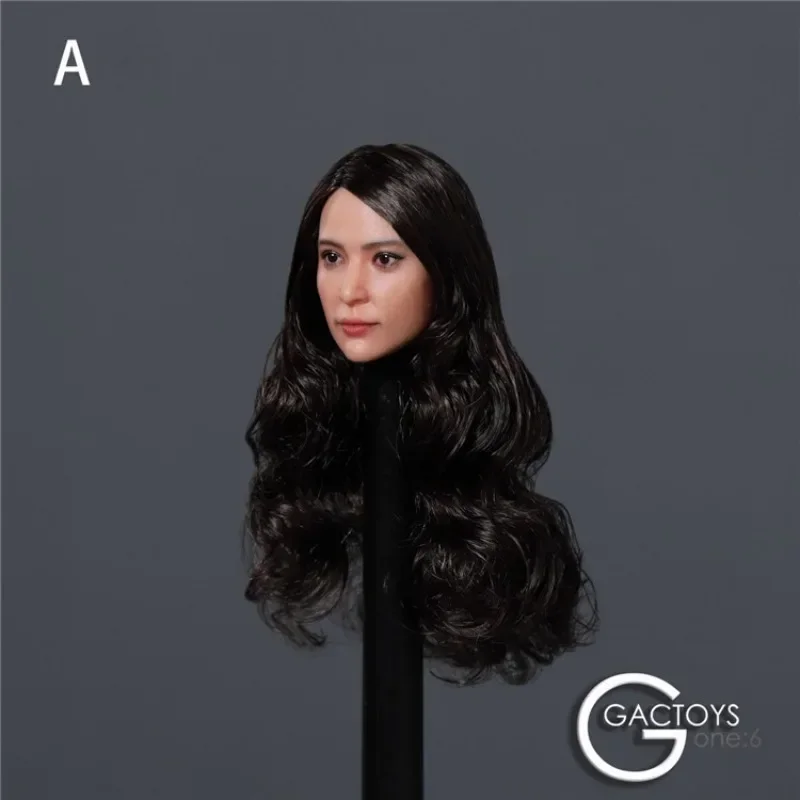 1/6 Asian Actress Li Bingbing Head Sculpt Black Long Curly Hair Head Carving for 12