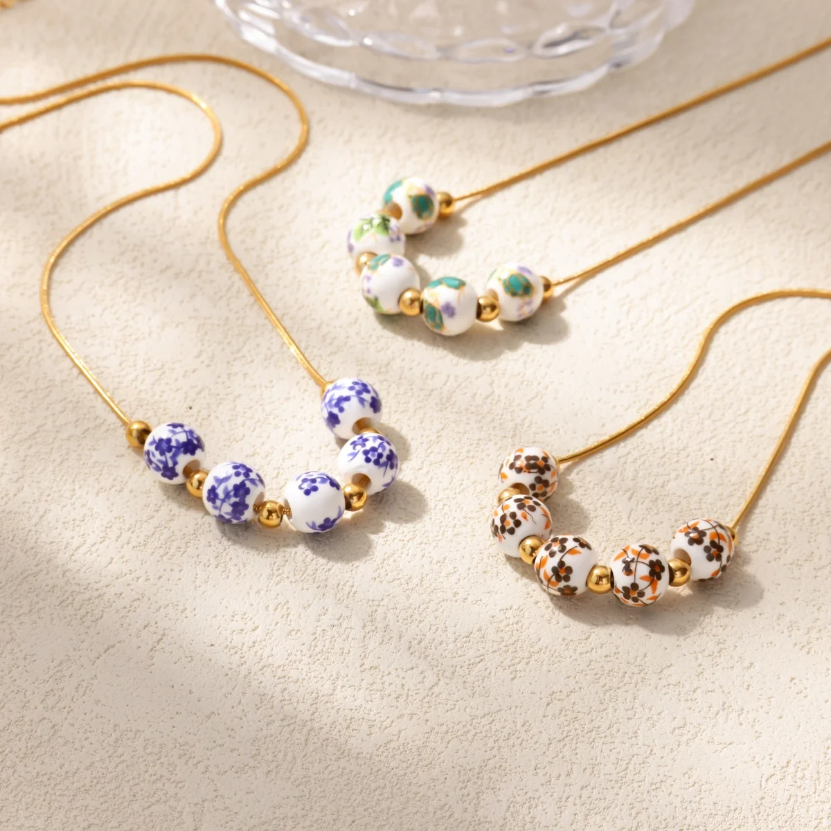 Collar con colgante de cerámica colorido para mujer, collar de moda personalizado de acero inoxidable de Color dorado, regalos de joyería Praty para mujer