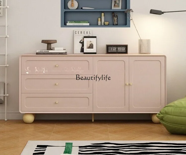 

D06Solid Wood Simple Ins Cream Style Chest of Drawers Small Apartment Storage Bedside Storage Cabinet