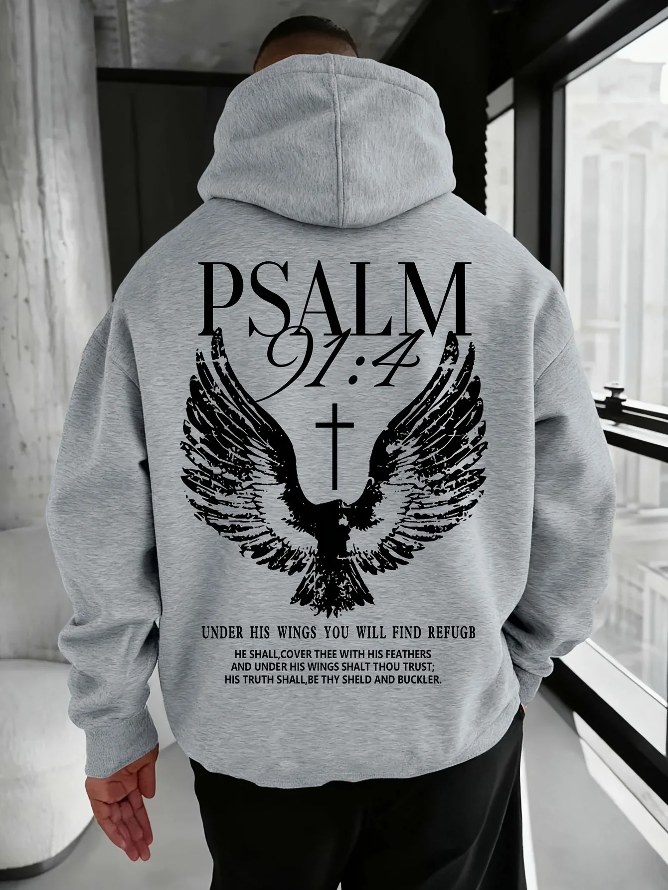 Faith Hoodie Unisex Christian Psalm Wings Cross Religious Jesus God Grace Quote Trendy Oversized Sport Sweatshirts