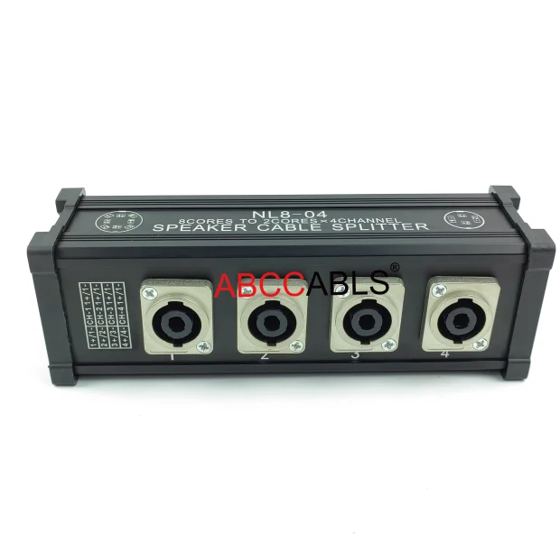 4CH Audio Aluminum Box NL8-NL4 Speaker with 8Pin 4Pin NL8 to NL4 NL4 to NL2 Adaptor Box