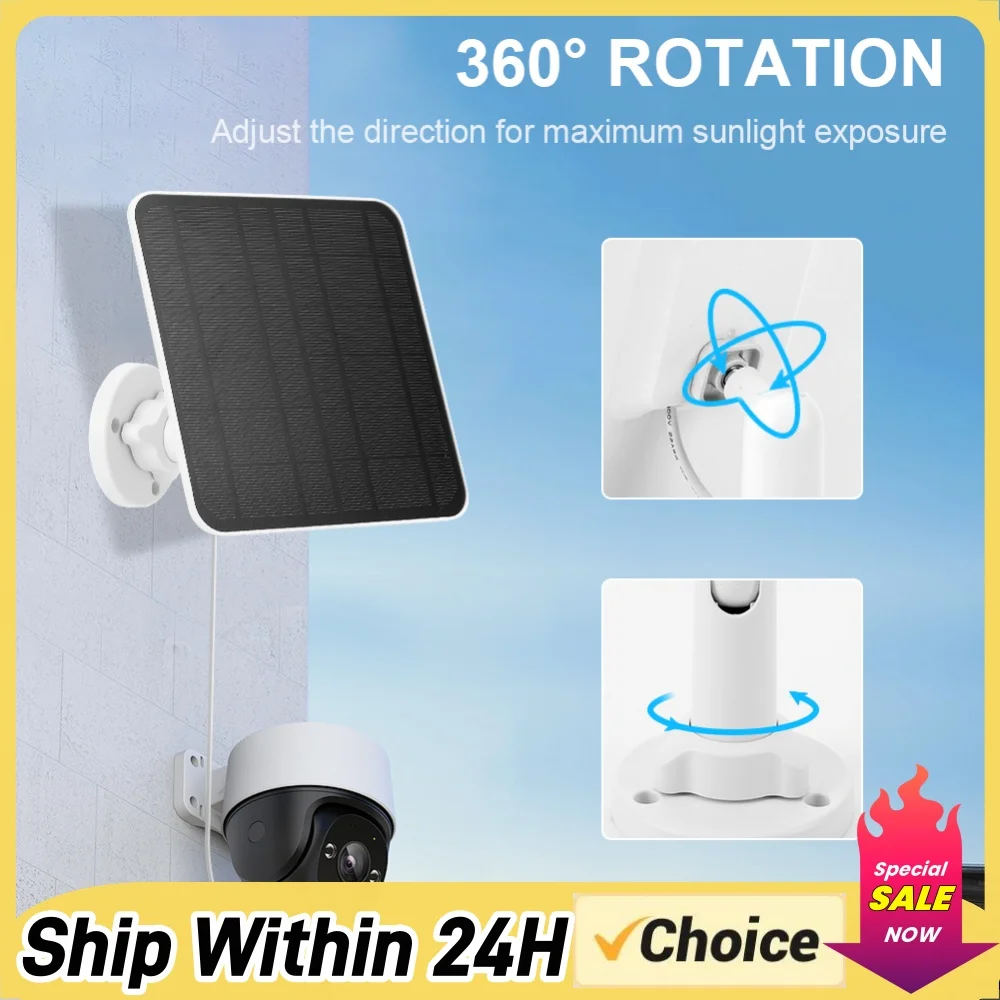 5V 6W Solar Panel IP65 Waterproof Solar Cell Panel Micro USB & USB-C Port 360°Adjustable Mounting for Eufycam 3/3C/2/2C/2 Pro