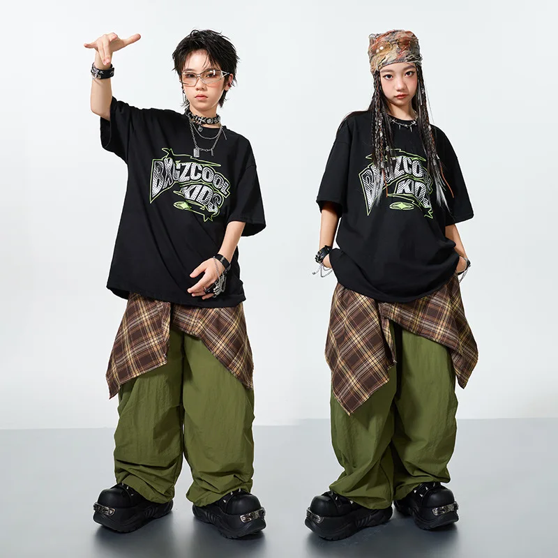 Ragazzi Abiti da ballo Hip Hop Maniche corte T-shirt Pantaloni larghi Abbigliamento da pratica jazz Costume da spettacolo di danza di strada