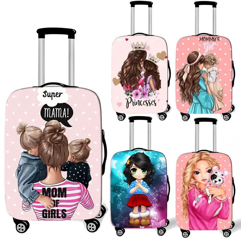 cute girl Super Mom Prints Luggage Protective Covers Case For SuitcaseTravel Accessories Trolley Apply to 18-28 Suitcase Cover