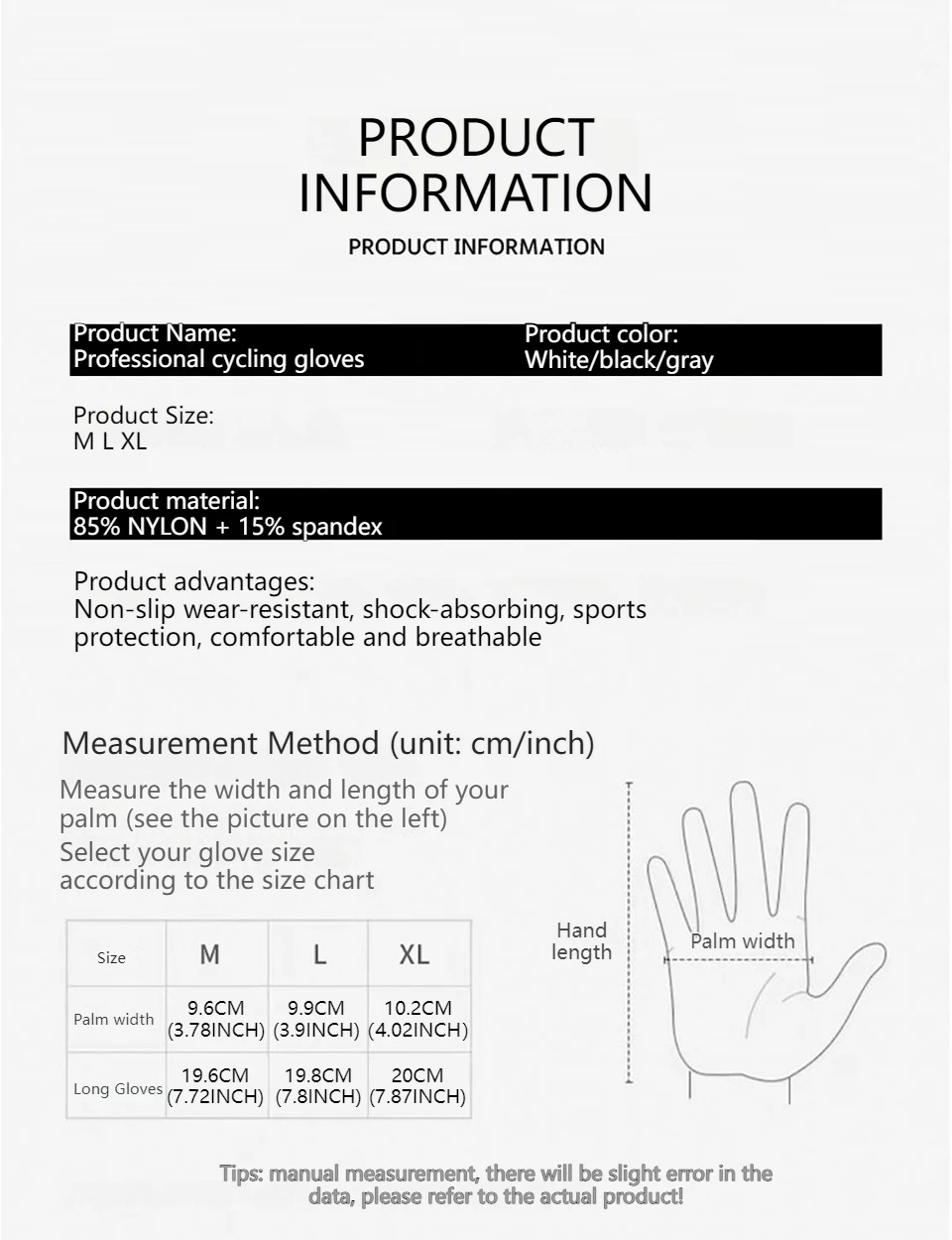 GTUBIKE Kurze Fahrradhandschuhe, fingerlose Handschuhe, rutschfest, Fahrrad-Lycra-Stoff, Halbfinger-Fäustling für MTB, Rennrad, Sport, Rennen – Detail 10