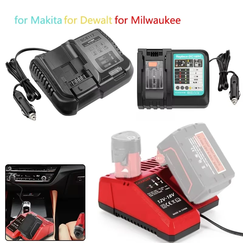 

For Dewalt/Makita/Milwaukee12V18V Battery Mini Cigarette Lighter Plug Car Charger with Cigarette Lighter Plug Rapid Charger