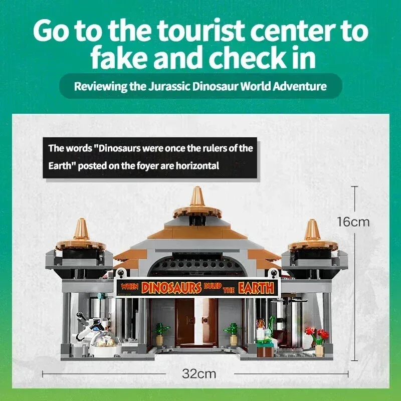Seri Dinosaurus 76961 Pusat Tamu Tyrannosaurus Velociraptor Blok Bangunan Mainan Perakitan Puzzle Anak-anak untuk Hadiah Anak-anak