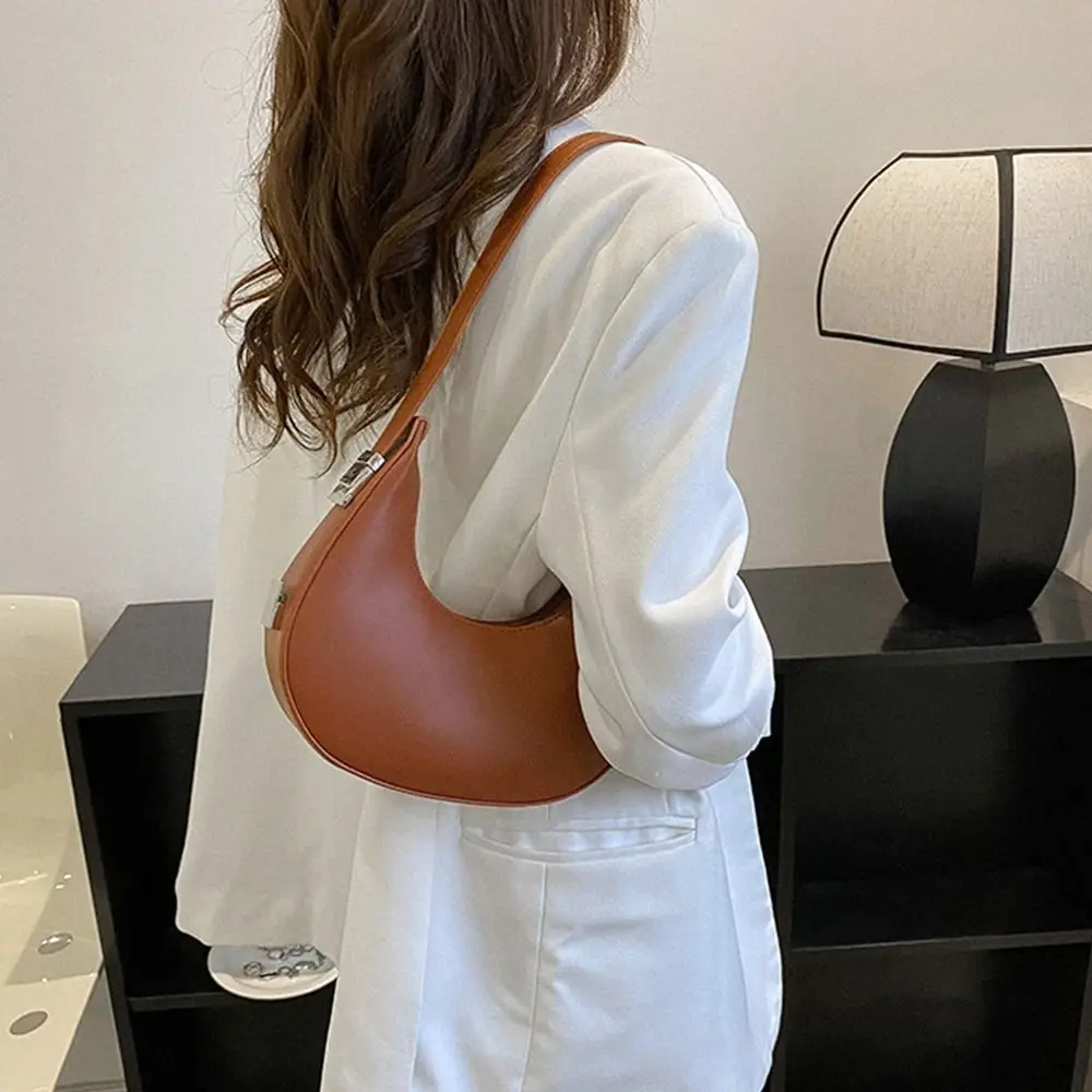 Fashion PU Leather Underarm Bags Women Clutch Handbags Single Shoulder Bag Ladies Trendy Simple Hobos Bag Female Totes