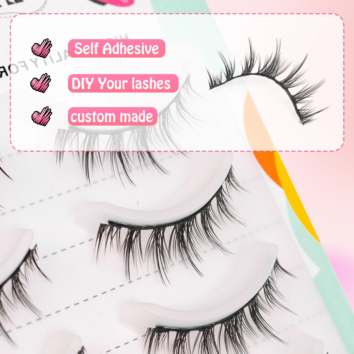 5 أزواج من الرموش الصناعية ذاتية اللصق مع رموش الشيطان الصغيرة الطبيعية والنحيلة، تصميم جديد خالٍ من الغراء