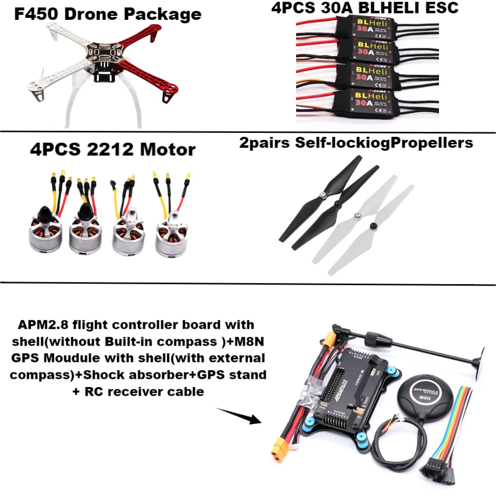 F450 Drohnen-Kit mit 450 Rahmen für APM PIXHAWK 4-Achsen RC Multicopter Quadcopter Heli Multi-Rotor mit Fahrwerk