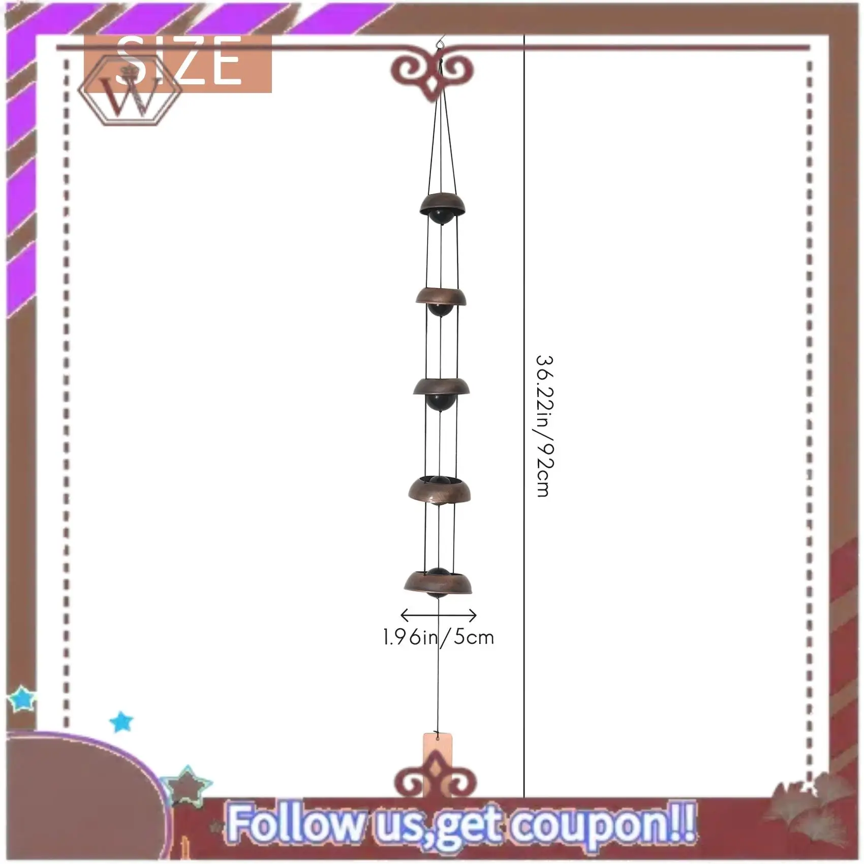 ABBG-Bell Wind Chimes Temple Wind Bell With 5 Bells,Feng Shui Wind Chime For Home Yard Outdoor Decoration Memorial Wind Chime