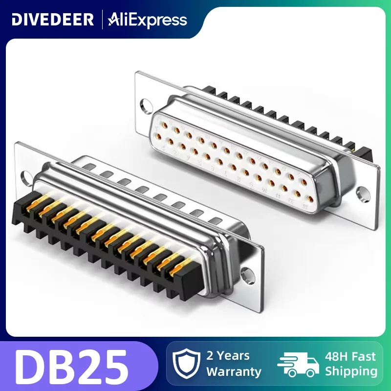 Разъем DIVEDEER DB25 (штекер/гнездо) 25-контактный параллельный порт для компьютера, 25-жильный интерфейс для принтера, 25-жильный адаптер-разъем
