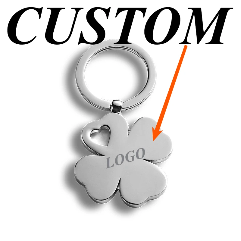 1 قطعة سلسلة المفاتيح المخصصة شخصية سبائك الزنك محظوظ البرسيم تعزيز الأعمال مخصص حلقة رئيسية اكسسوارات السيارات هدية بالجملة