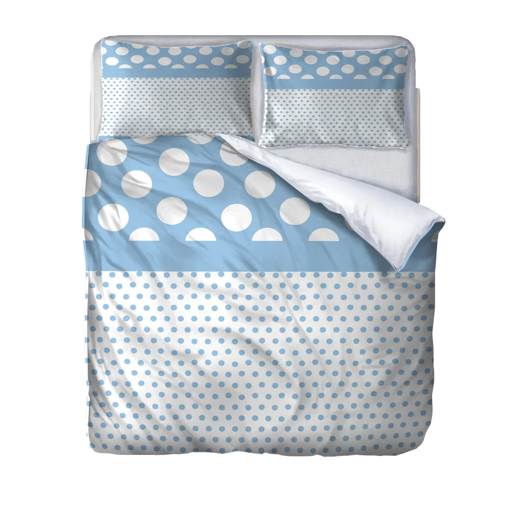 HUANZHUANG Bedding Set Boys Girls Blue Dot Printing Twin Queen Size Duvet Cover Pillowcase Adult Home Textileextile Decoration