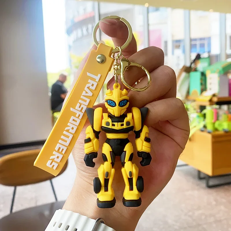 Creative Cute Anime Optimus Prime Doll Key Chains Silicone Bumblebee Transformers Keychain Car Key Rings Bag Pendant