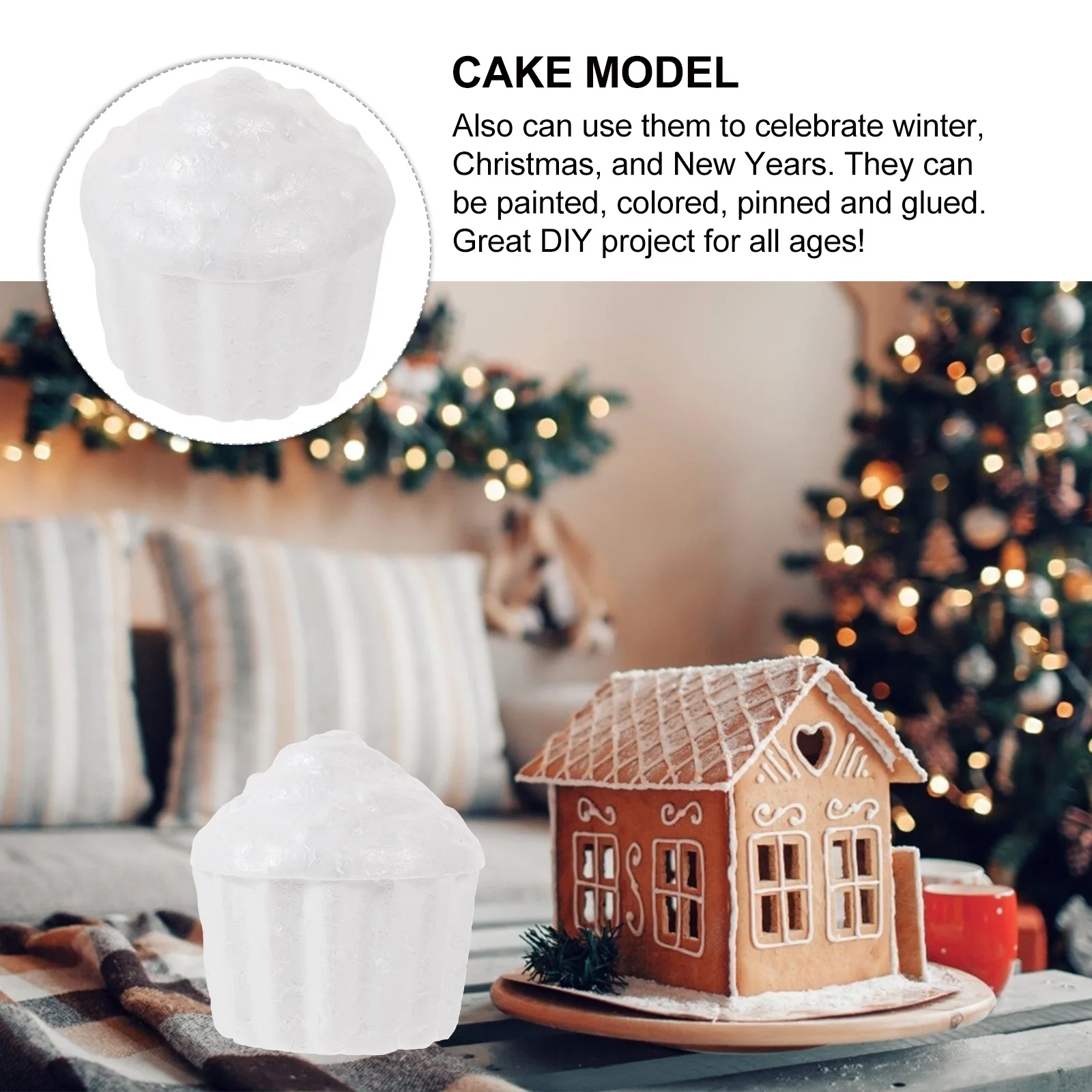 10 stks 7.8 Cm Wit Foam Cake Craft Voor Kinderen Diy Schilderen Decoreren Educatief Kunstproject Kerstmis Nieuwjaar Ornament