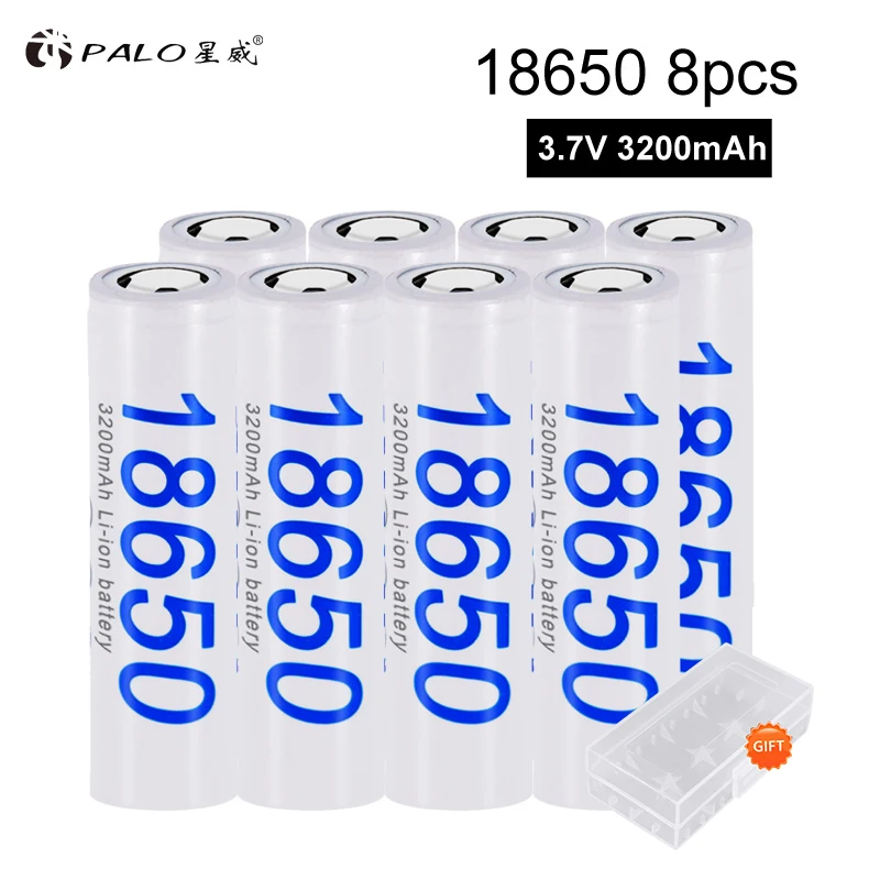 

2-16pc PALO New Original 18650 battery Li-ion 3.7V 3200mAh 18650 Rechargeable battery For Drone Power Tools Flashlight batteries