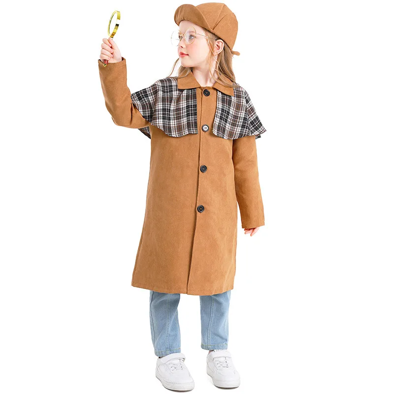 

Инспектор для девочек, косплей, детский костюм на Хэллоуин, частный детективный костюм, карнавальный парад Пурим, сценическое платье для ролевых игр, шоу, праздничное платье