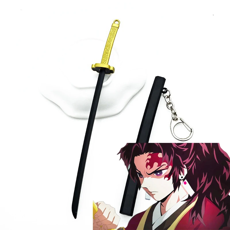 6,7 Zoll Metall-Dämonentöter-Katana Anime Kimetsu No Yaiba Tanjirou Ninja-Messer Echtes Japanisches Katana Mini-Samurai-Säbel Spielzeug Geschenk
