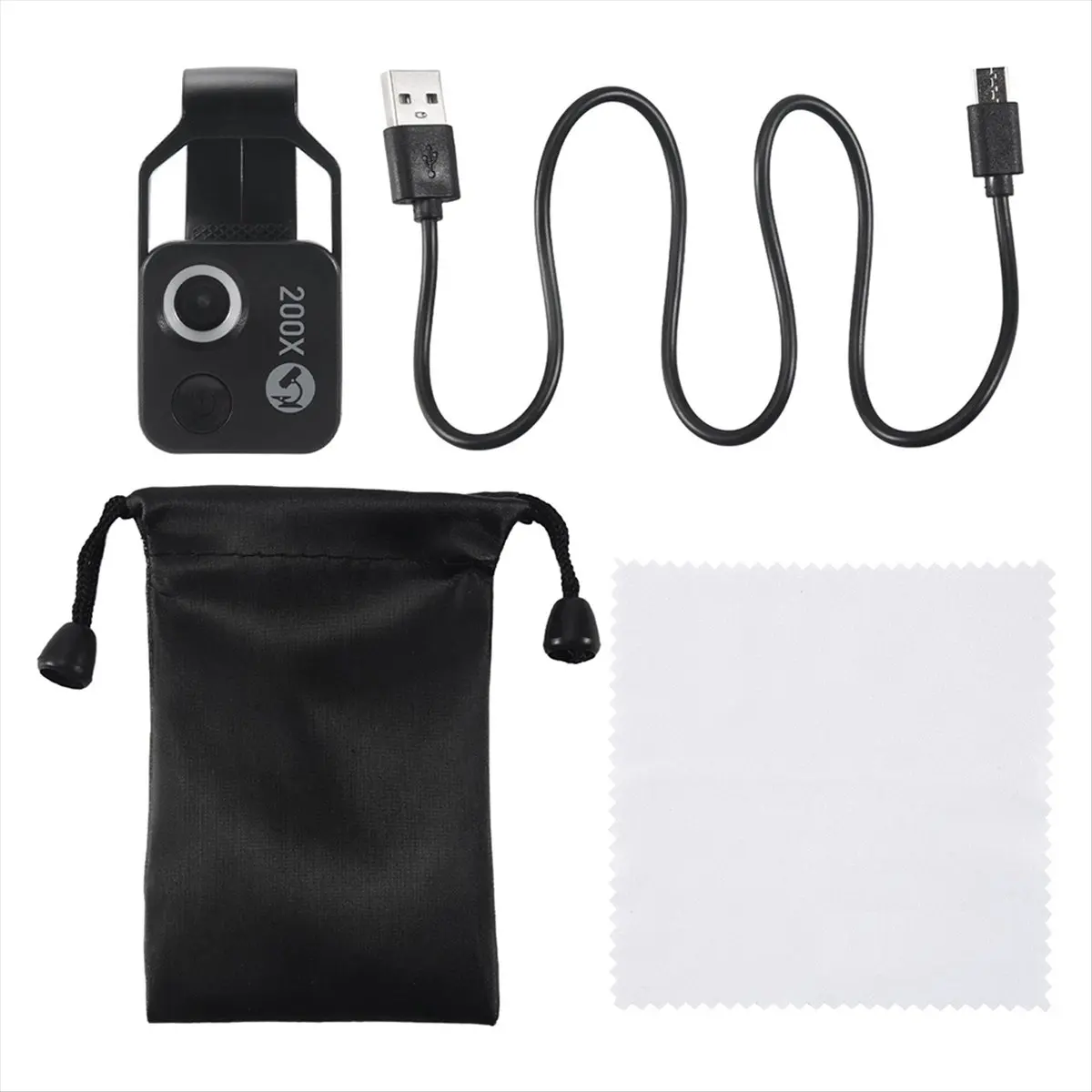 【Measuring】 200X Magnification Microscope Lens Mobile LED Light Micro-Type Pocket Macro Lens for Ios Android All Smartphones,Whi