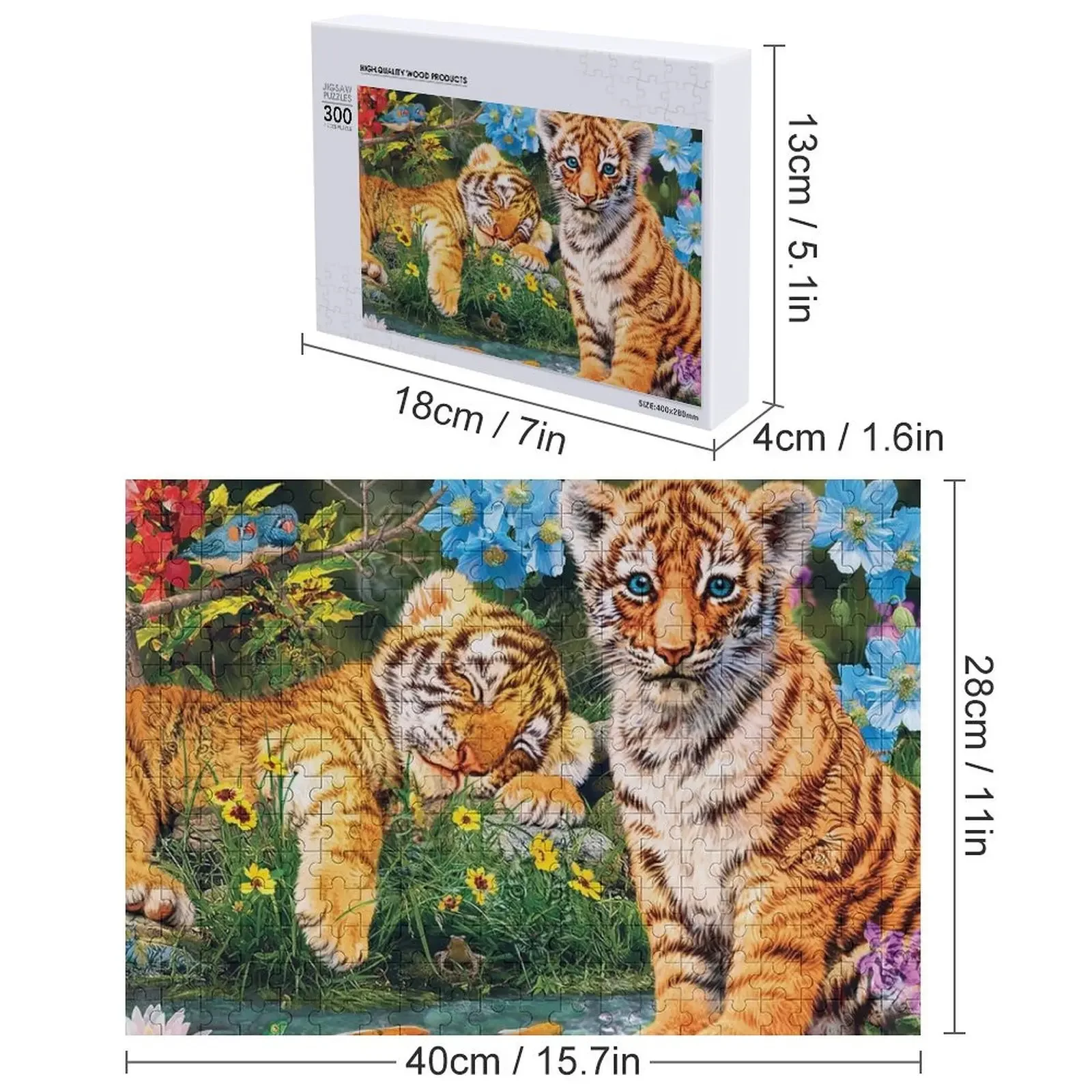 Tiger Cubs Watercolor Jigsaw Puzzle Personalized Baby Object Custom Child Puzzle