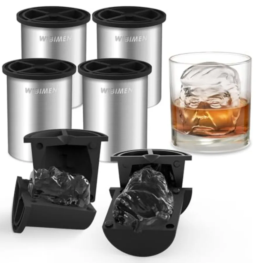 

Набор из 4 форм для прозрачных кубиков льда из нержавеющей стали для виски, бурбона, коктейлей, подарки для мужчин