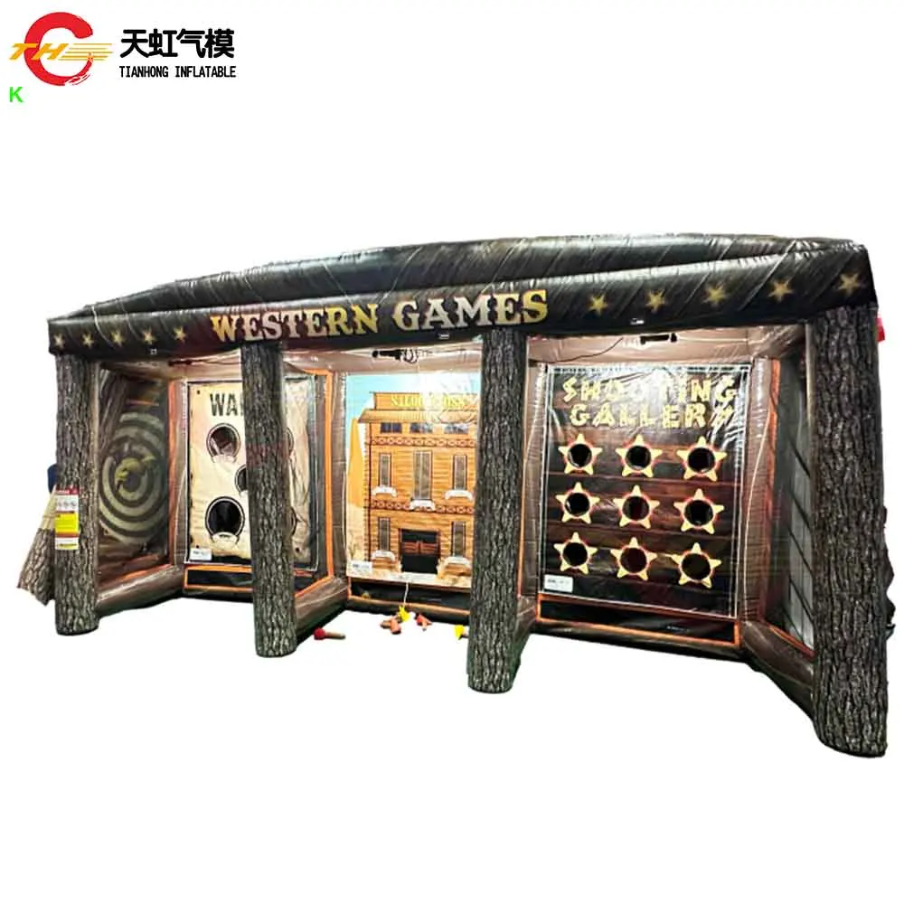 迅速発送 3 in 1 ゲームコンボ インフレータブルカーニバルゲームブース 商業テーマのインフレータブルスキルゲームを1つのテントレンタルで