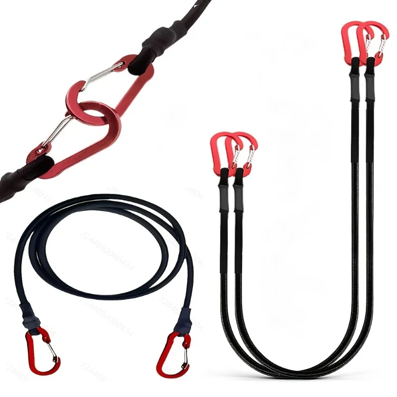 Heavy Duty Bungee Cord Elastic Tie Strap String Carabiner Hooks Kayak Cycling Luggage Packing Ropes Camping Accessories