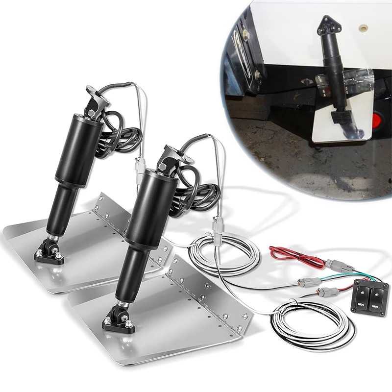 

15101-104 9" x 12" Standard Trim Tab Kit 12V with Double Rocker Switch for Boat Size 16ft to 25ft
