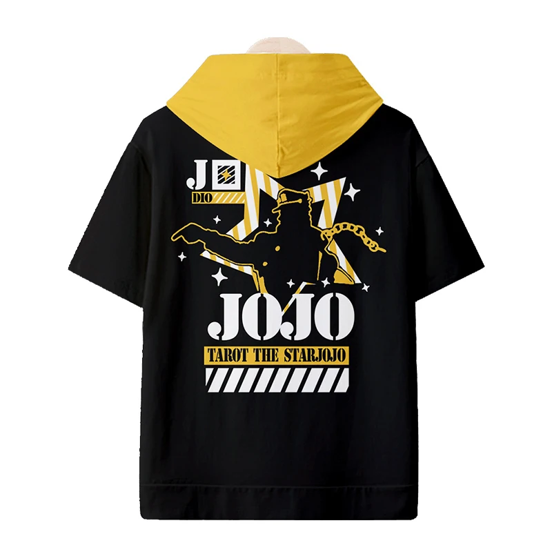 JOJO's Wonderful Adventure Surrounding Hooded Short Sleeve Bugatti Yoji Anime T-shirt Hoodie