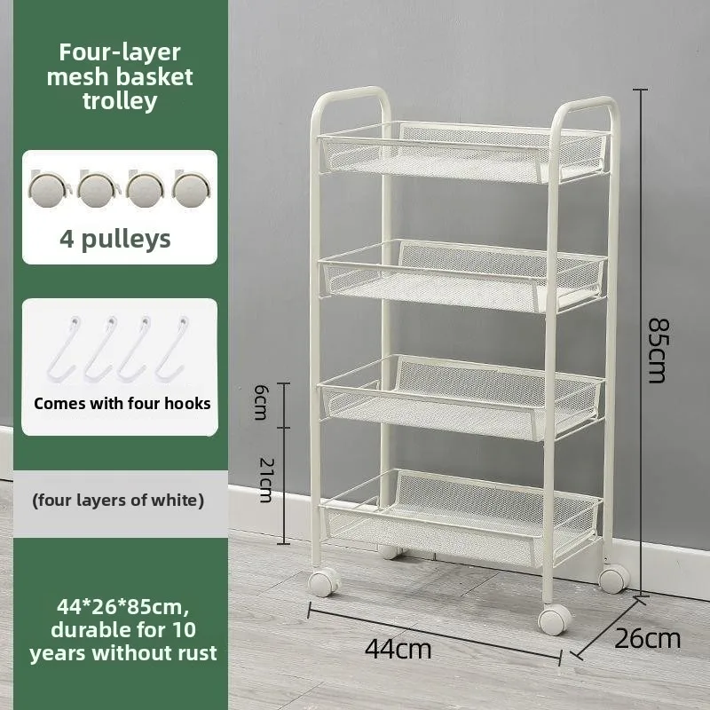 Movable Multi-Layer Kitchen Storage Rack with Wheels Vegetable Basket Organizer Toy Storage Cart Small Rolling Storage Rack
